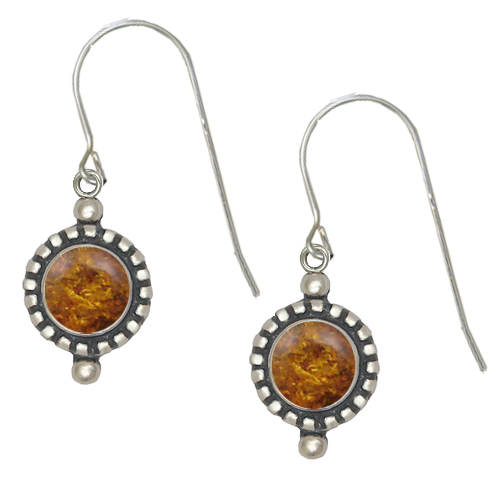 Sterling Silver Petite Amber Gemstone Drop Dangle Earrings